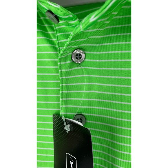 PGA Tour Feeder Stripe Short Sleeve Golf Polo Shirt Mens XL Jasmine Green New - Picture 7 of 9